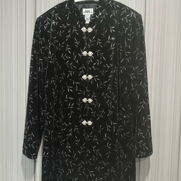 J.B.S. Vintage Black Velvet Mandarin Collar Elegant Black Wedding Event Sz 1X - Picture 3 of 10